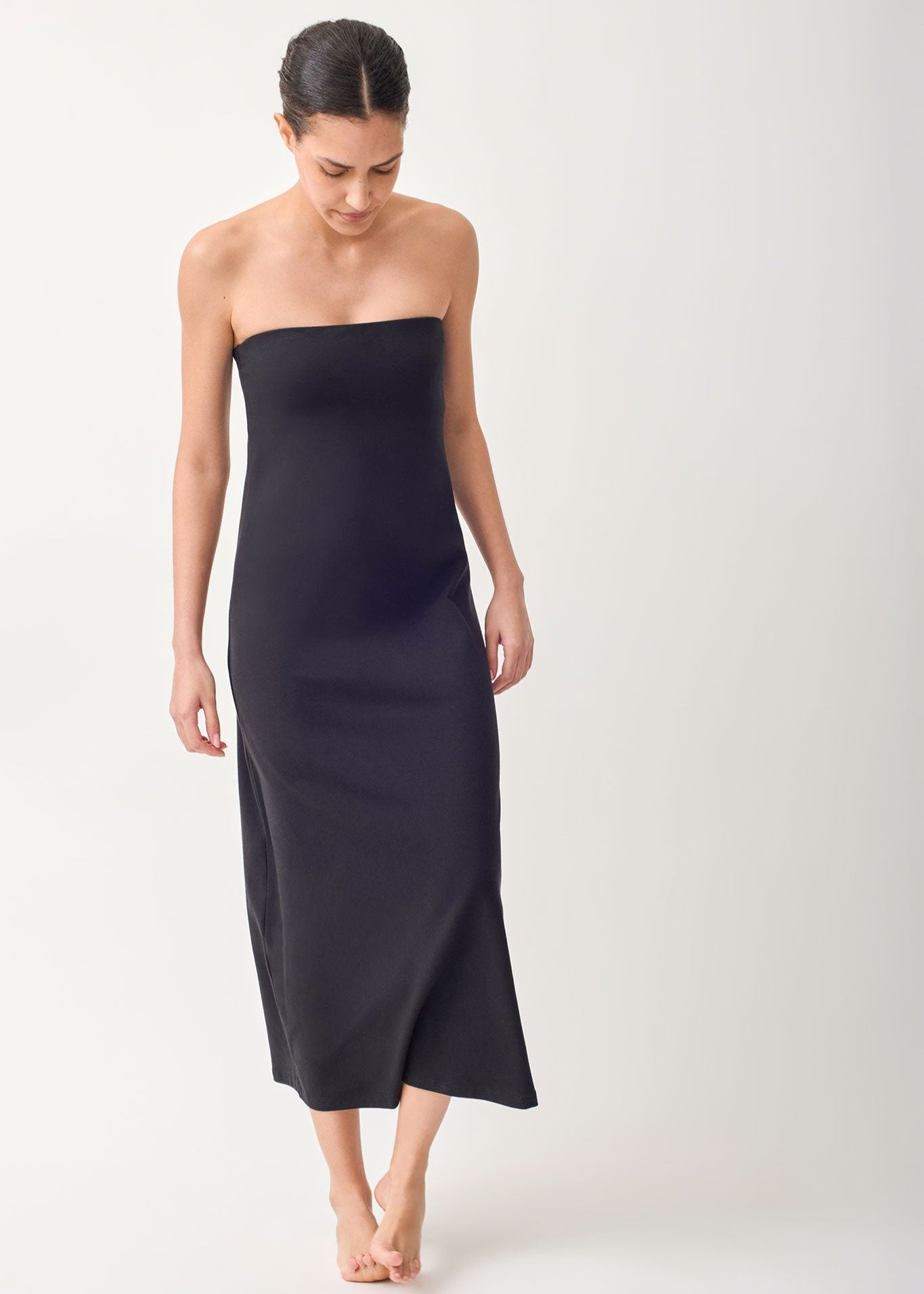 black tube dress Slit Split Hem Straight, Larissa Maxi in Black, Size S, For Everyday Length 50 Susana Monaco Strapless Tube Mini
