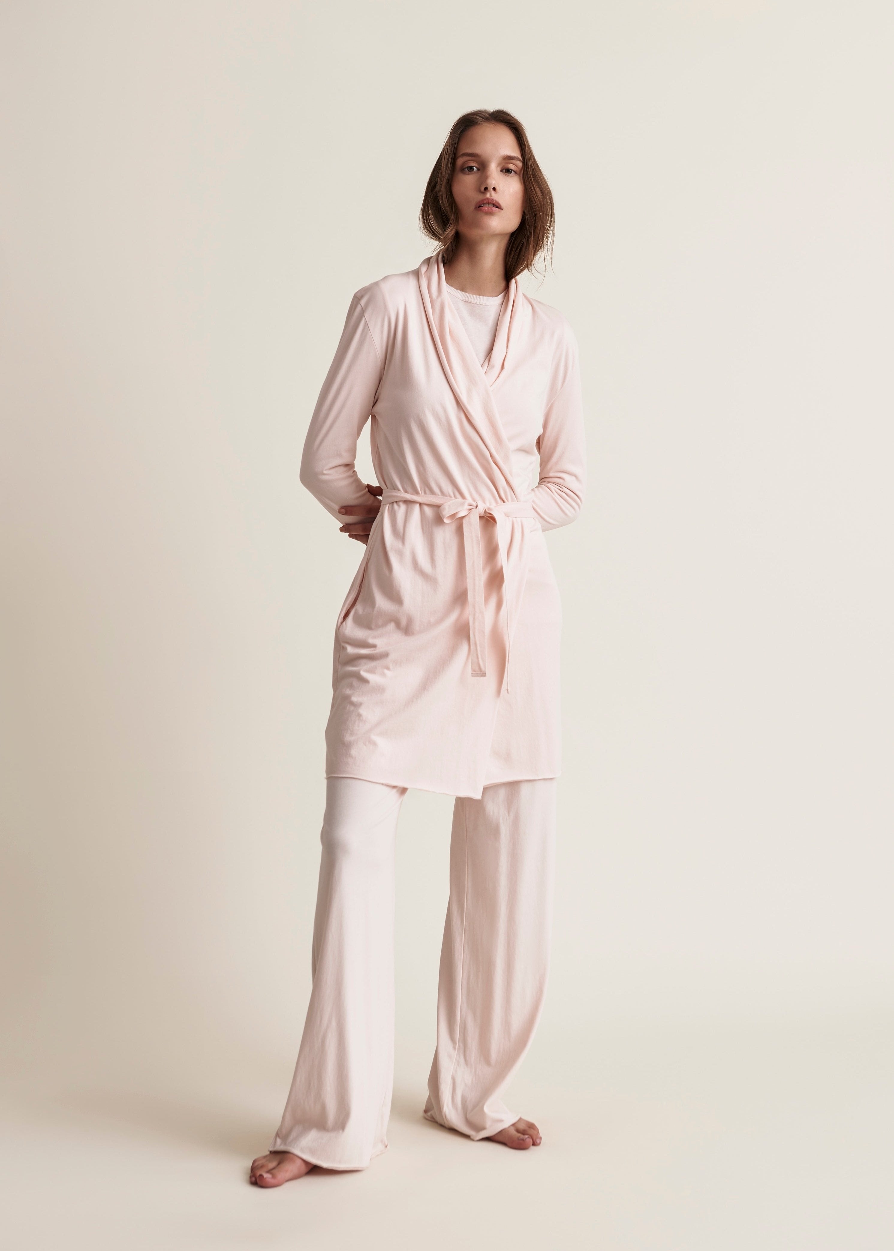Double Layer Wrap Robe Organic Cotton Ultra Soft Comfort Skin. Addressing the body