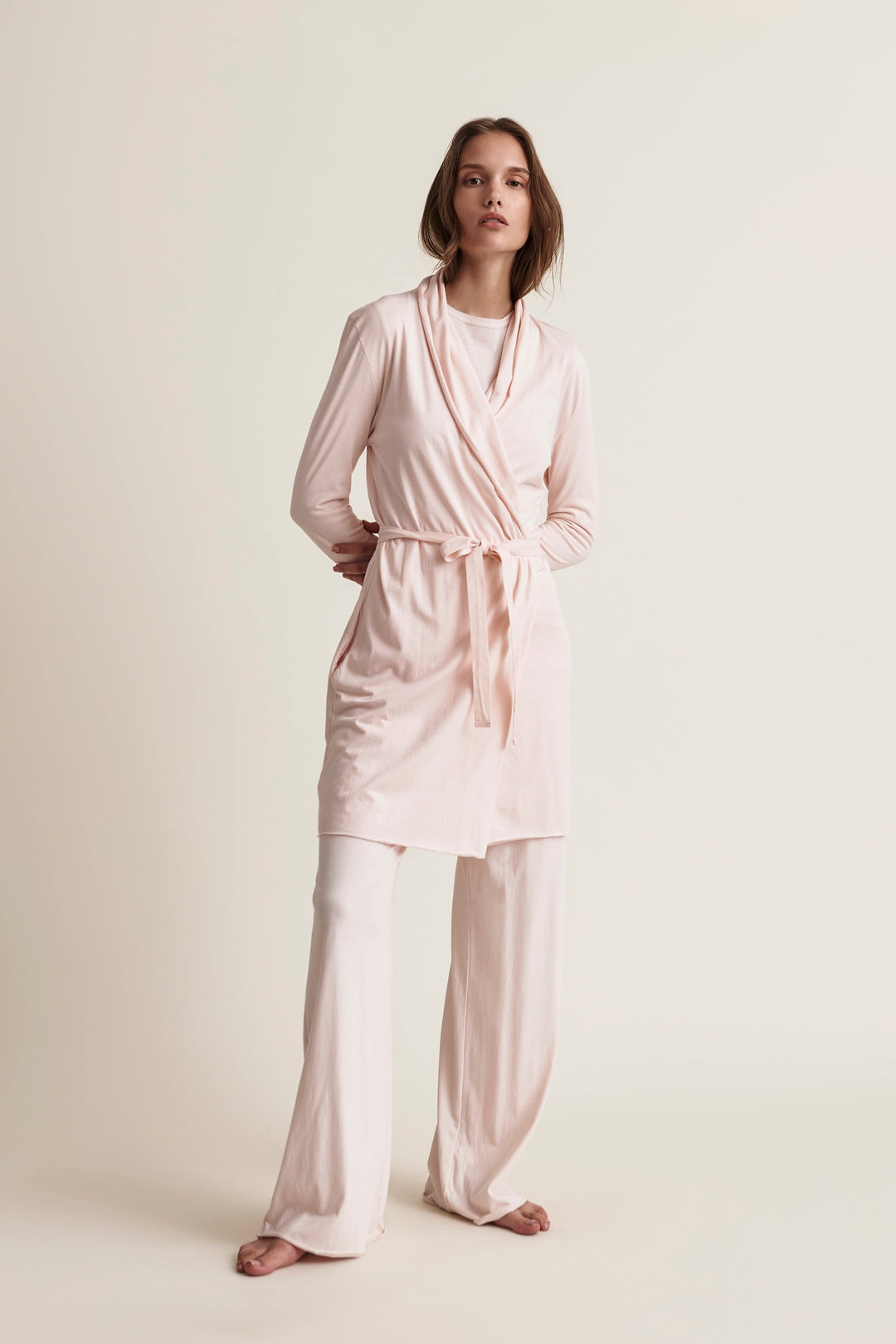Basic Double Layer Wrap Robe – Skin. Addressing the body.