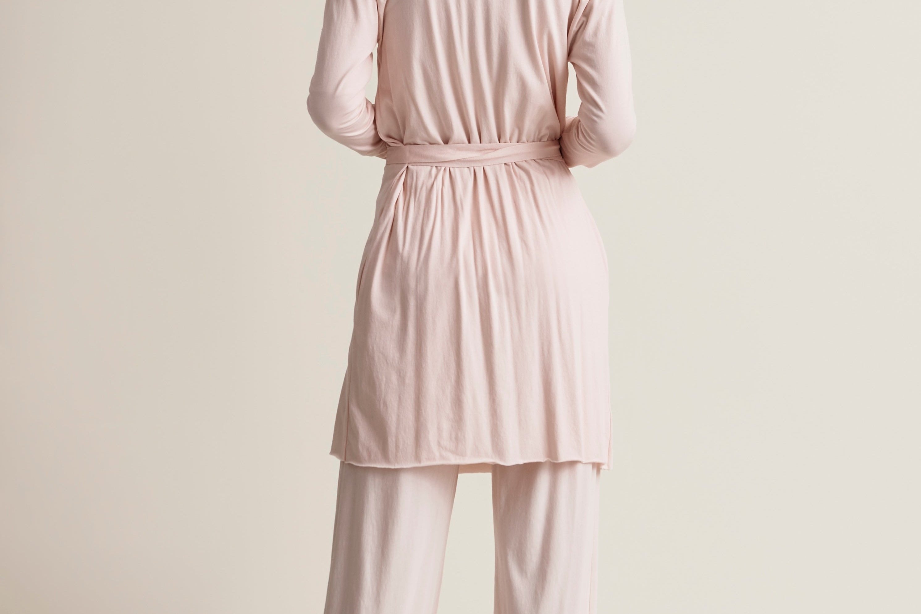 Basic Double Layer Wrap Robe|Pearl Pink