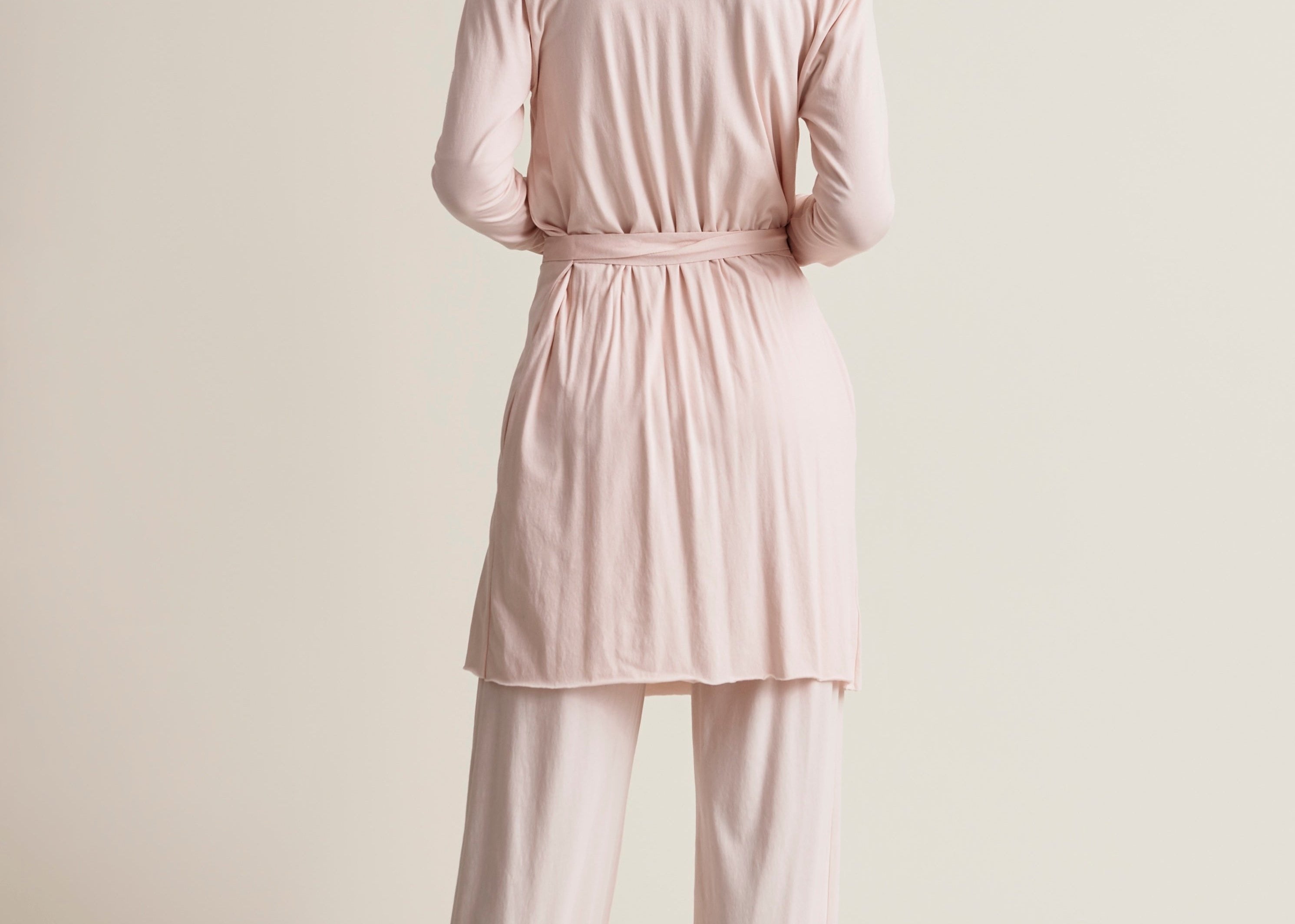 Basic Double Layer Wrap Robe|Pearl Pink