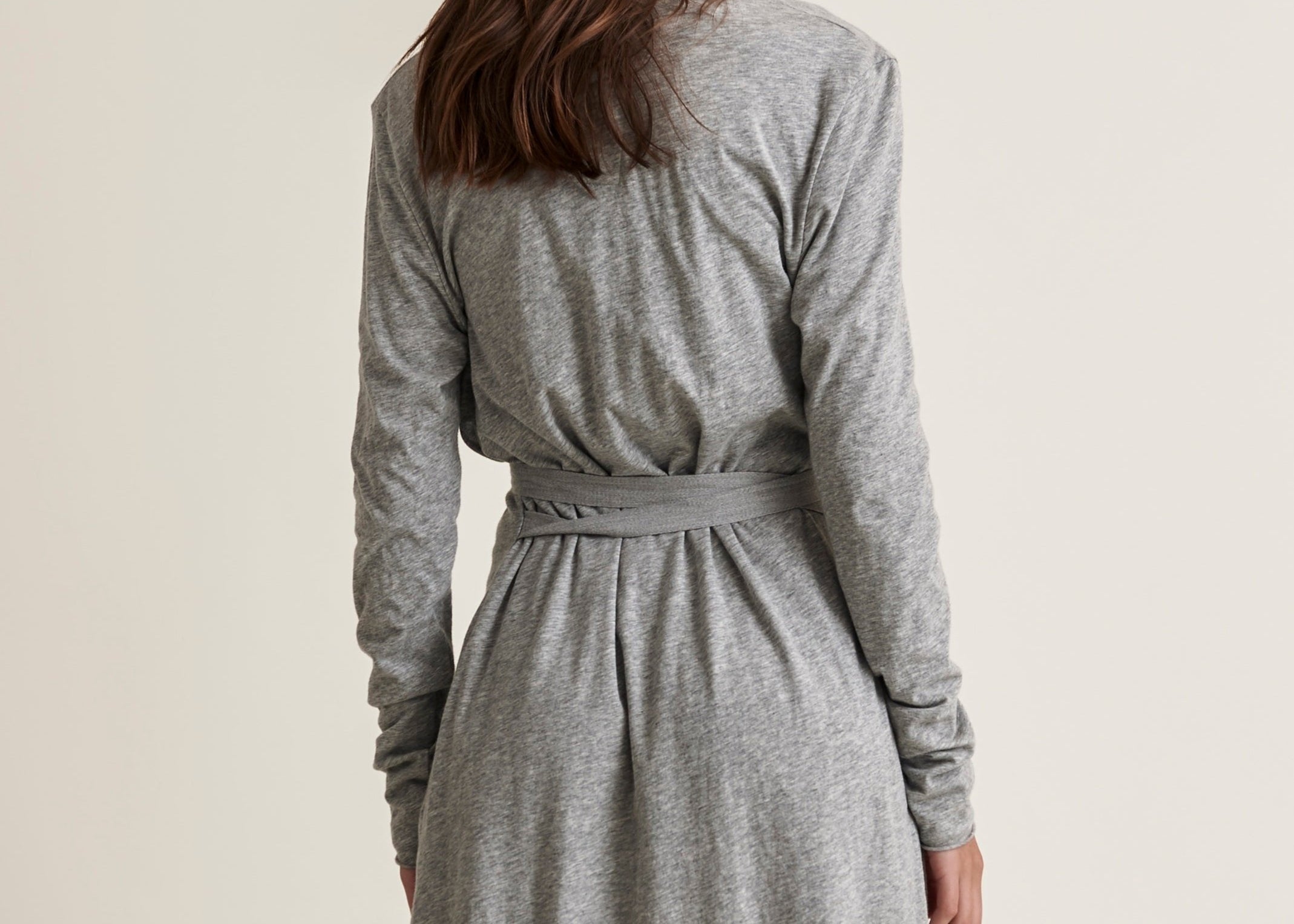 Basic Double Layer Wrap Robe|Heather Grey
