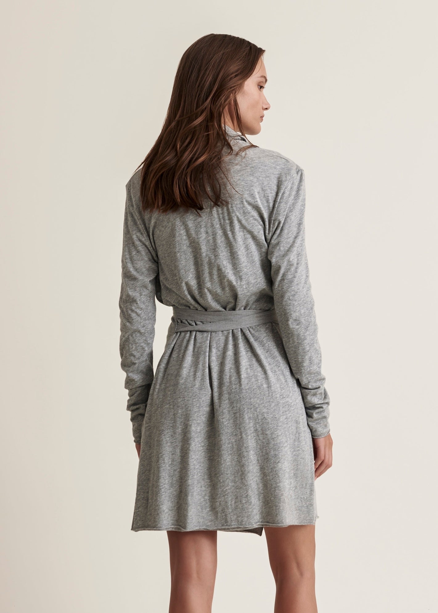 Basic Double Layer Wrap Robe|Heather Grey