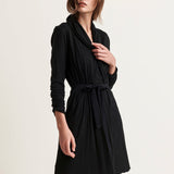 Basic Double Layer Wrap Robe|Black