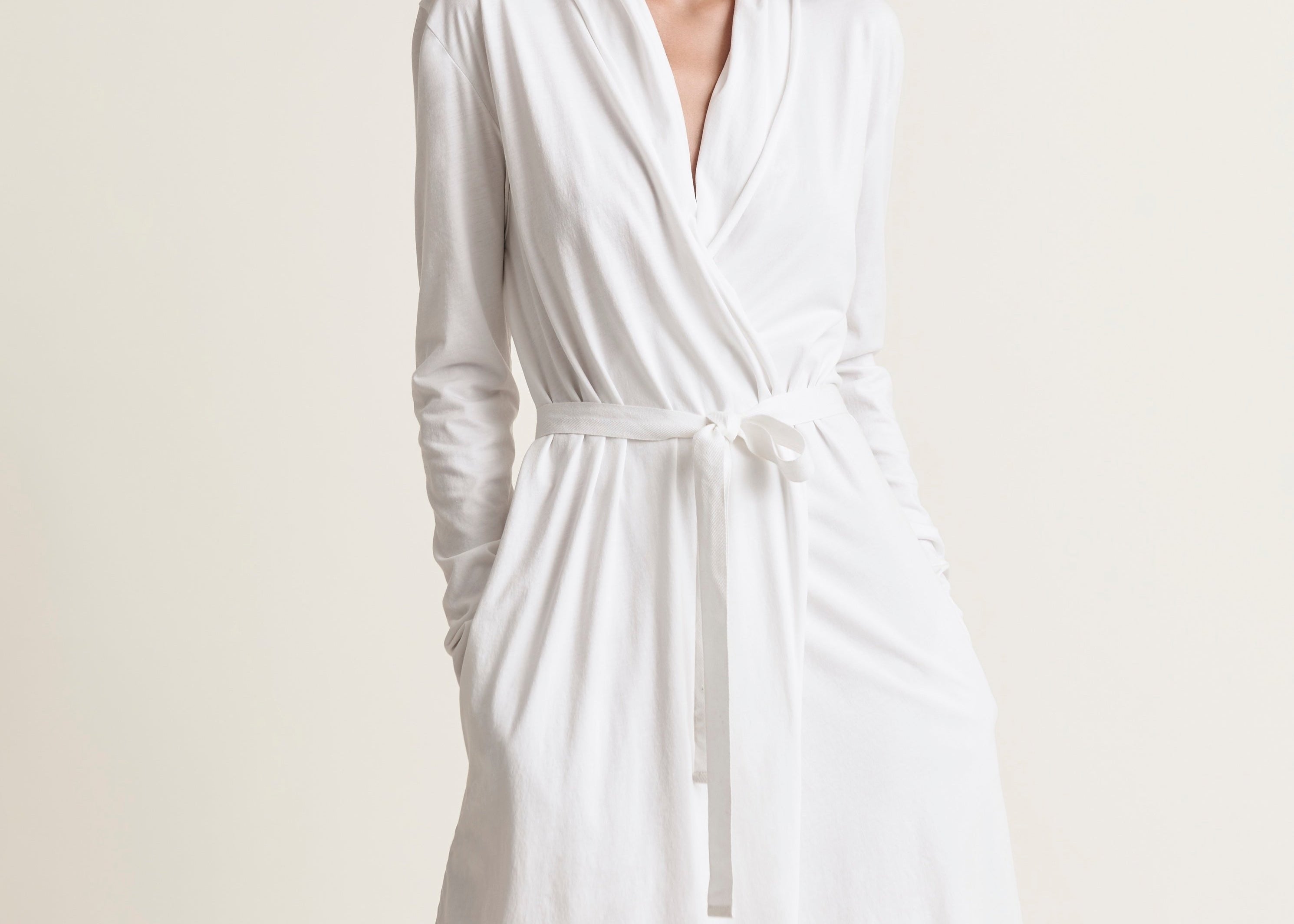 Basic Double Layer Wrap Robe|White